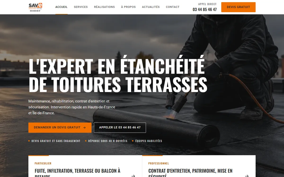 Aperçu du site Save Toiture